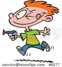 Cartoon Boy Playing with a Dart Gun by Toonaday