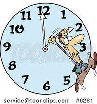 Cartoon Guy on a Daylight Savings Clock by Toonaday