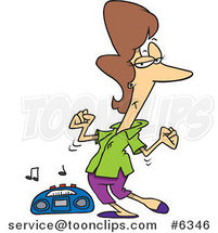 Cartoon Lady Dancing by a Radio by Toonaday