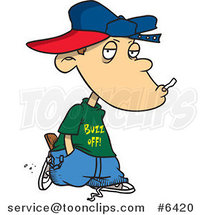 Cartoon Delinquent Boy Smoking by Toonaday