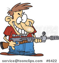 Cartoon Demented Guy Holding a Gun by Toonaday