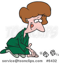 Cartoon Business Woman Kneeling and Rolling Dice by Toonaday