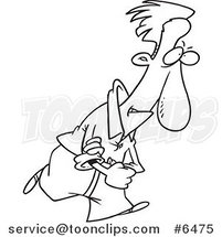 Cartoon Black and White Line Drawing of a Determined Guy Rolling up His Sleeves by Toonaday