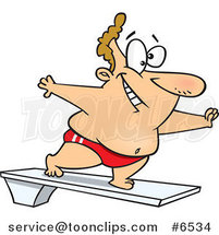 Cartoon Chubby Guy on a Diving Board by Toonaday