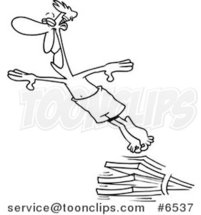 Cartoon Black and White Line Drawing of a Guy Diving by Toonaday