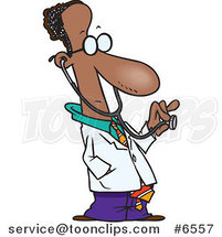Cartoon Black Doctor Holding out a Stethoscope by Toonaday