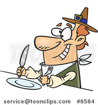 Cartoon Hungry Pilgrim Awaiting His Dinner by Toonaday