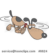 Cartoon Dog Sniffing in Circles by Toonaday