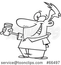 Cartoon Black and White Guy Toasting with Milk by Toonaday