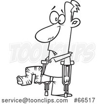 Cartoon Black and White Guy with His Leg in a Crazy Cast by Toonaday