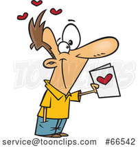 Cartoon Guy Holding out a Valentines Day Card by Toonaday