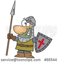 Cartoon Castle Guard Holding a Spear and Shield by Toonaday