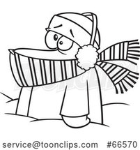Cartoon Black and White Bundled Guy Stuck in Snow by Toonaday