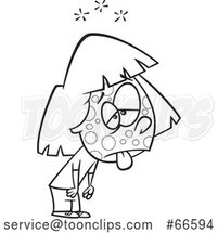 Cartoon Outline Contagious Sick Girl by Toonaday