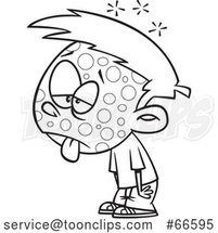 Cartoon Outline Contagious Sick Boy by Toonaday