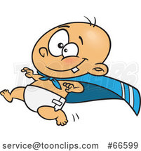 Cartoon White Super Baby Running in a Cape by Toonaday