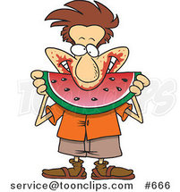 Cartoon Messy Guy Eating Watermelon by Toonaday
