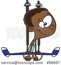 Cartoon Black Boy Gymnast on Still Rings by Toonaday