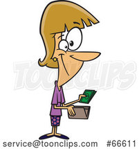Cartoon White Lady Holding Cash from a Wallet by Toonaday