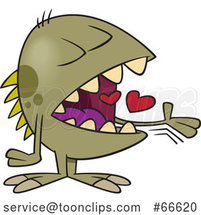 Cartoon Monster Swallowing Hearts by Toonaday