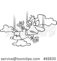 Lineart Cartoon Guy Falling and Taking a Leap of Faith by Toonaday
