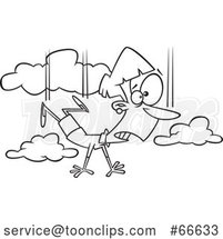 Lineart Cartoon Lady Falling and Taking a Leap of Faith by Toonaday