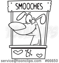 Lineart Cartoon Dog in a Kissing Booth by Toonaday