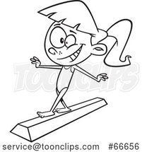 Cartoon Black and White Girl Gymnasit on a Floor Beam by Toonaday
