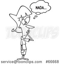 Cartoon Black and White Forgetful Lady Thinking of Nothing by Toonaday