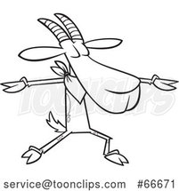Cartoon Black and White Goat Doing Yoga by Toonaday