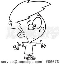 Cartoon Black and White Boy Making an Open Armed Gesture by Toonaday