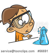 Cartoon Brunette White Boy Witnessing a Chemical Reaction in Science Class by Toonaday