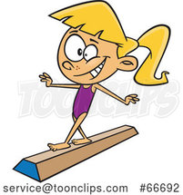 Cartoon Girl Gymnasit on a Floor Beam by Toonaday