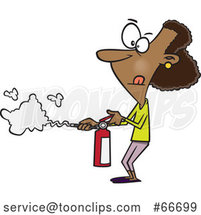 Cartoon Black Lady Using a Fire Extinguisher by Toonaday