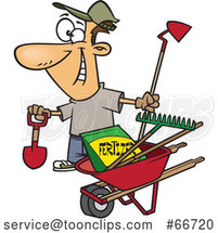 Cartoon White Guy with His Garden Tools and Fertilizer by Toonaday