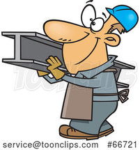 Cartoon White Steel Worker Carrying a Beam by Toonaday