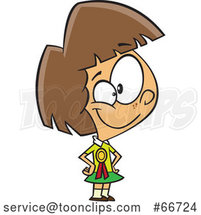 Cartoon Proud White Female Student Wearing a Ribbon by Toonaday
