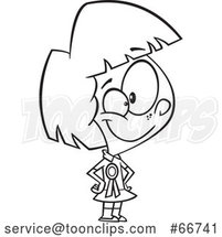 Cartoon Outline Proud Female Student Wearing a Ribbon by Toonaday