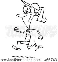 Cartoon Outline Fit Lady Running by Toonaday