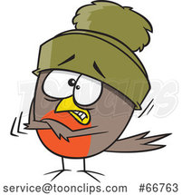 Cartoon Shivering Robin Bird by Toonaday