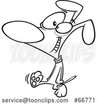 Cartoon Outline Happy Dog Taking a Stroll by Toonaday