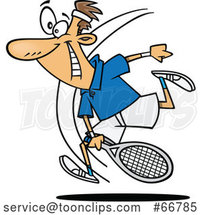 Cartoon Energetic Guy Playing Tennis by Toonaday