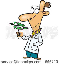 Cartoon Biologist Holding a Plant by Toonaday