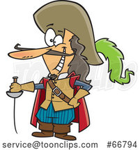 Cartoon Guy with a Sword and Long Nose, Savinien De Cyrano De Bergerac by Toonaday