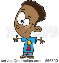Cartoon Black Boy Wearing a Student of the Month Ribbon by Toonaday
