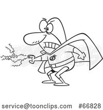 Cartoon Black and White Super Villain with Electricity Shooting from His Hand by Toonaday