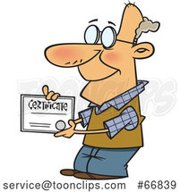 Cartoon Proud White Senior Guy Holding a Certificate by Toonaday