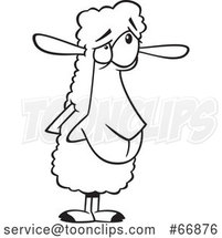 Cartoon Outline Sheepish Sheep by Toonaday