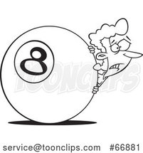 Cartoon Outline Lady Behind the Eightball by Toonaday