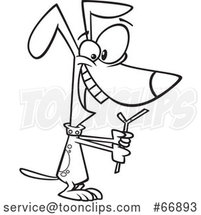 Cartoon Outline Dog Playing with a Stick by Toonaday